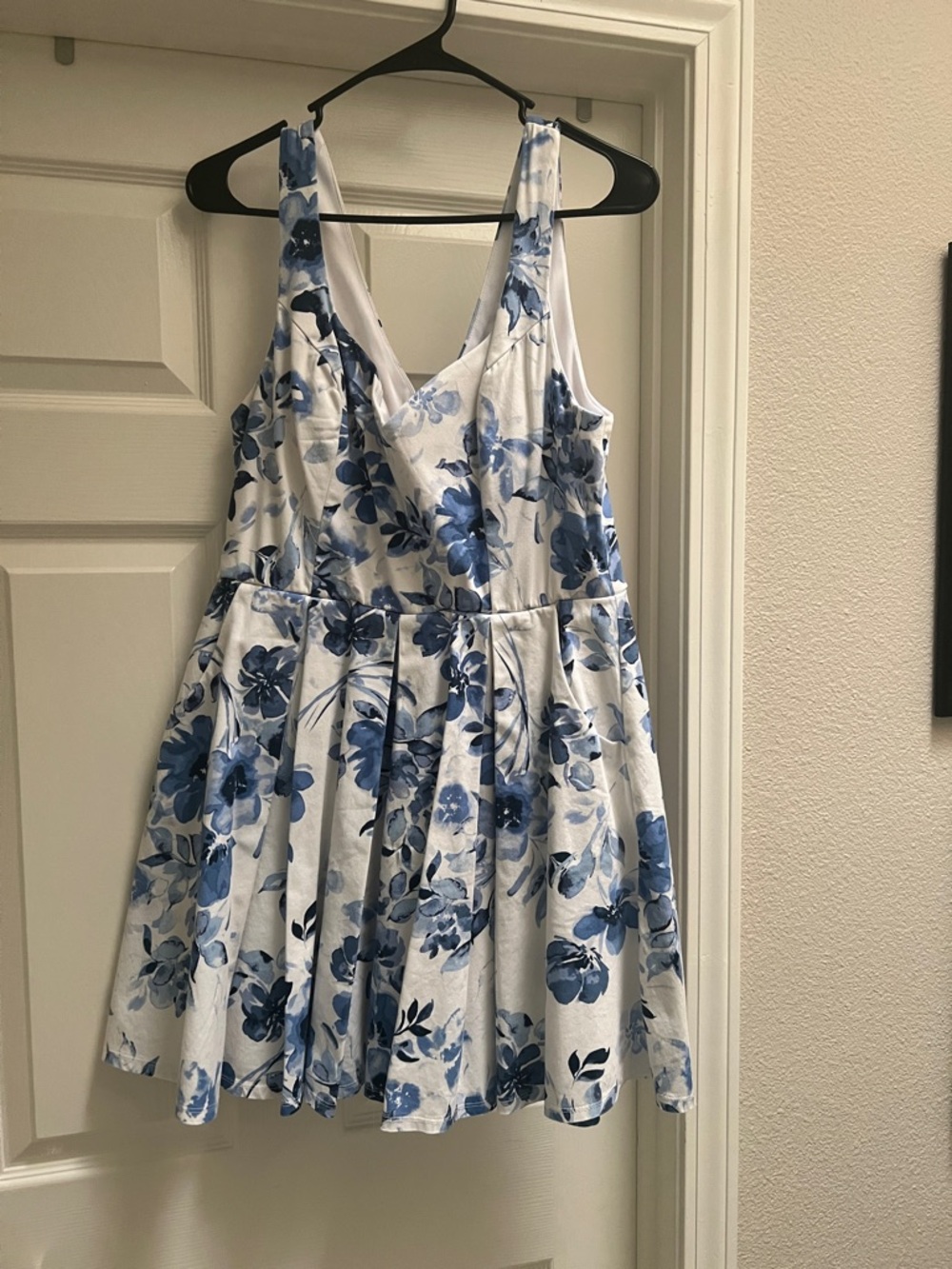 Trixxi White Mini Dress with Blue Floral Print